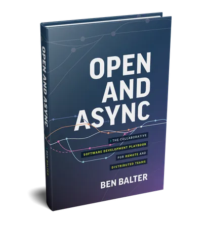 Open and Async cover mockup with a navy commit-graph cover